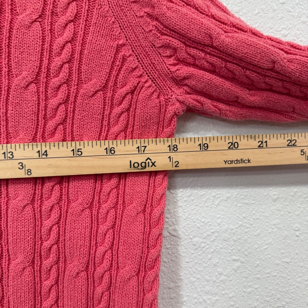 Croft & Barrow Women's Cable Knit V Neck Sweater Coral Pink XL Cozy Cotton - Picture 6 of 6